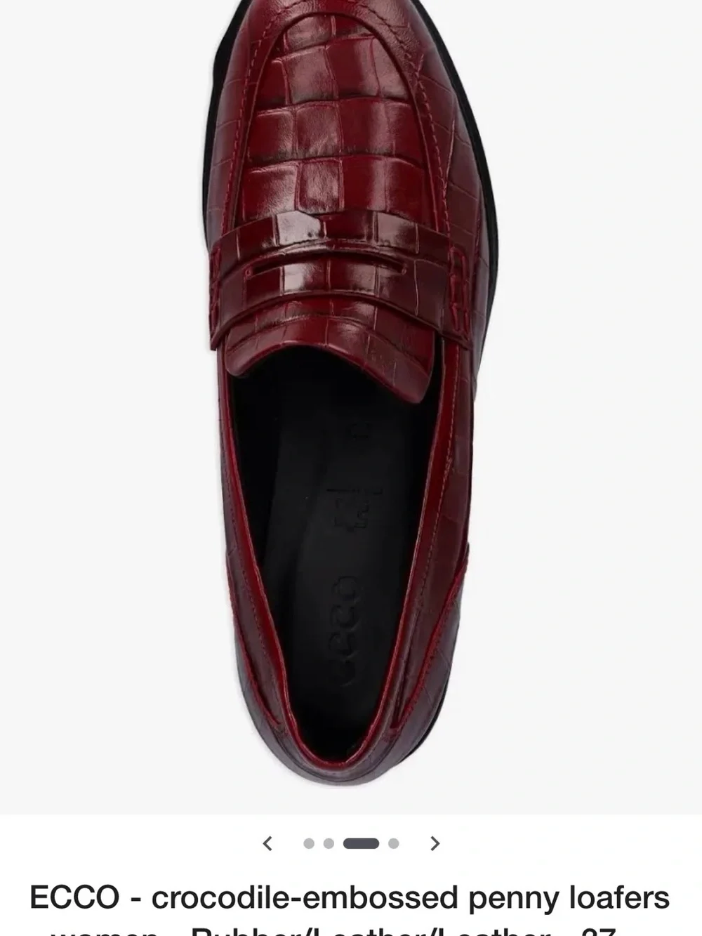 ECCO Dress Classic 15 Croc Embossed Leather Penny Loafers Burgundy EU 40 us9-9.5